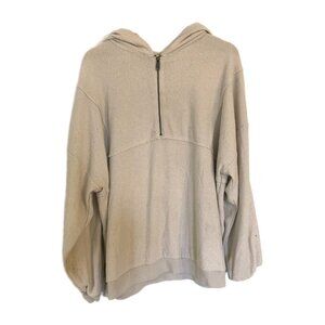 Urban Outfitters Juno Pullover Large Oversized Half  Zip Beige Cream